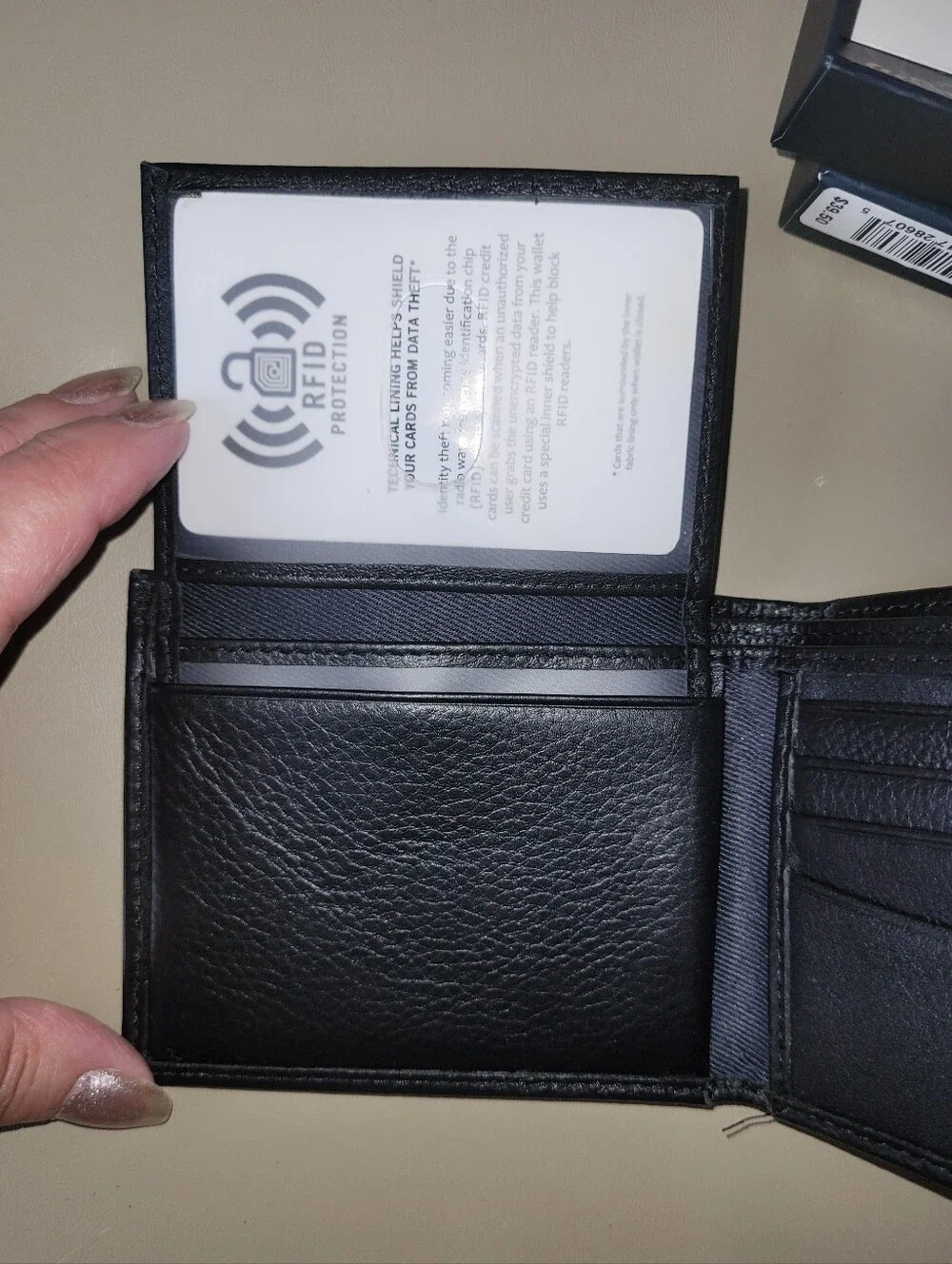 NWT - Nautica Black Bi-fold Wallet With RFID Protection.
